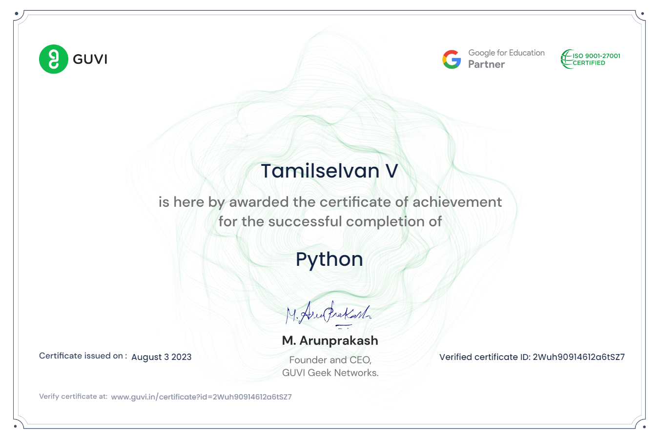 Certificate